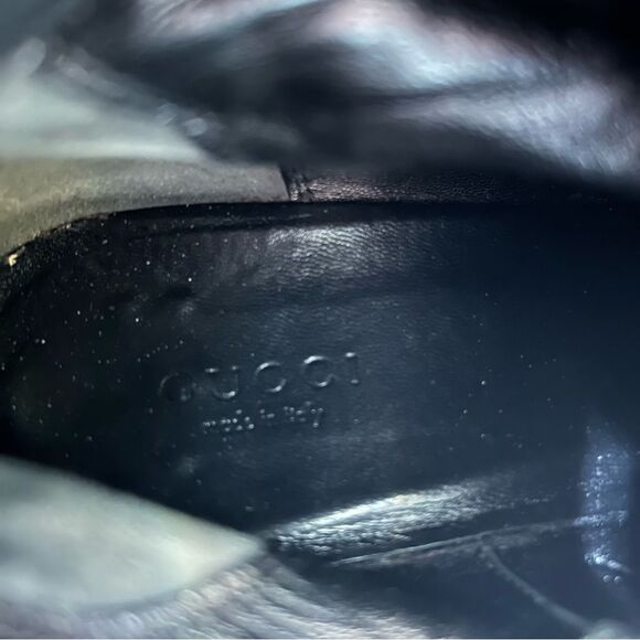 Gucci Black Suede Over the Knee Boots GG 1973 Logo Block Heel Shoes Size 38 - Picture 7 of 10